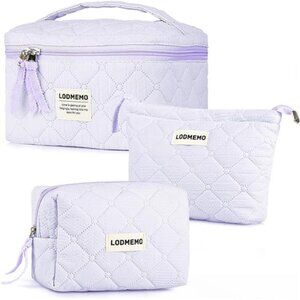 Makeup Bag 3 PCS Cosmetic Bags for Women, Purple